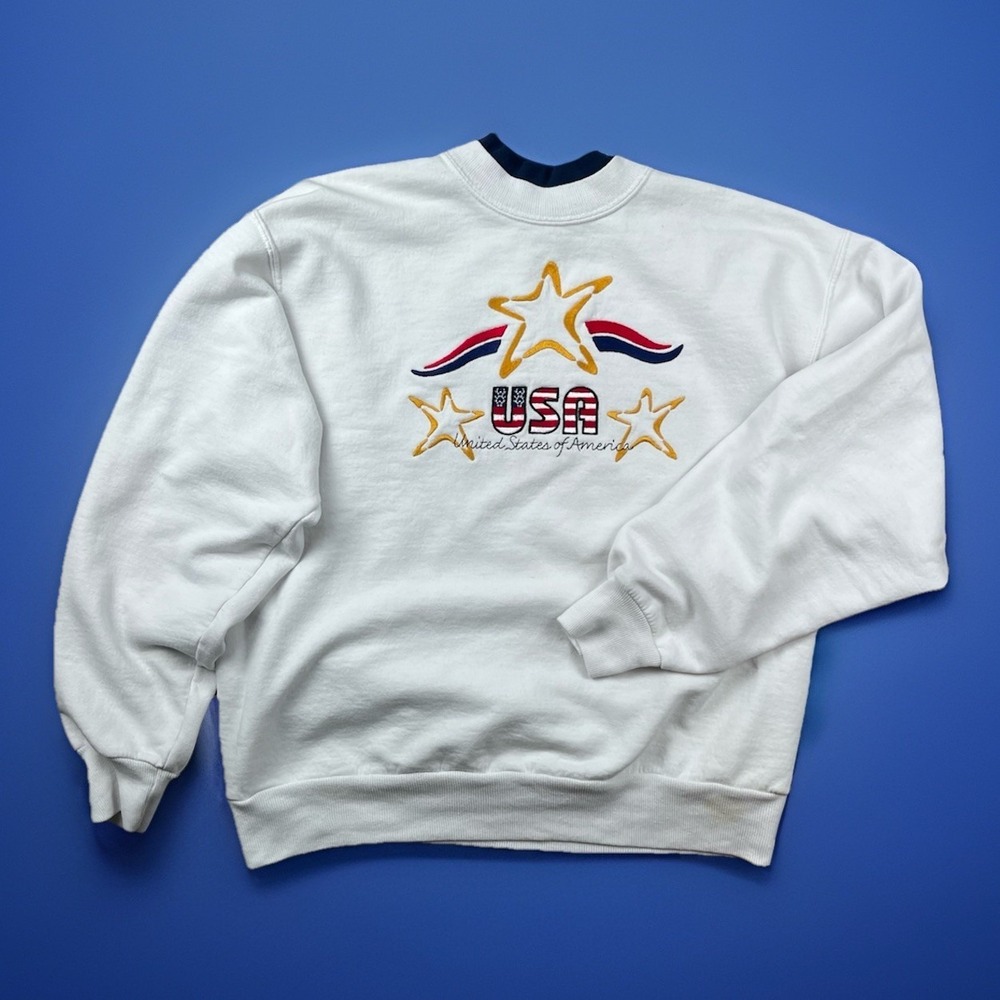 Vintage United States of America Sweatshirt Crewneck 90's Spell Out Size Large